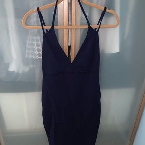 Navy blue midi body on dress.